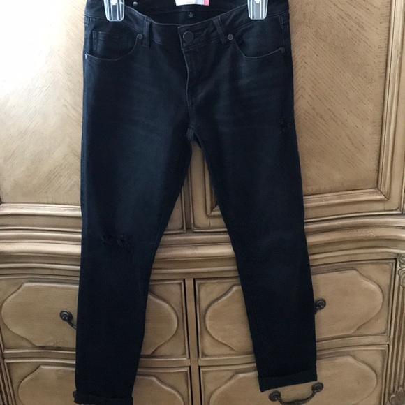 CABI Black Slim Distress Boyfriend Jeans - Picture 2 of 6